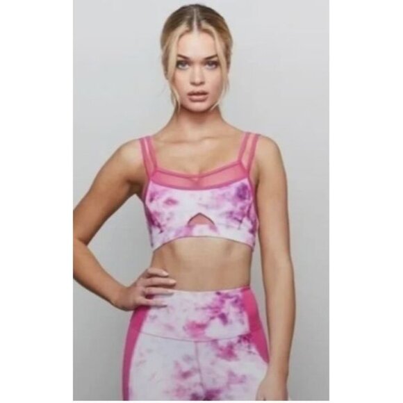 NWT Good American Trippy Corset Sports Bra in Quartz Tie Dye Pink-sz 3 (Large) - Picture 1 of 8